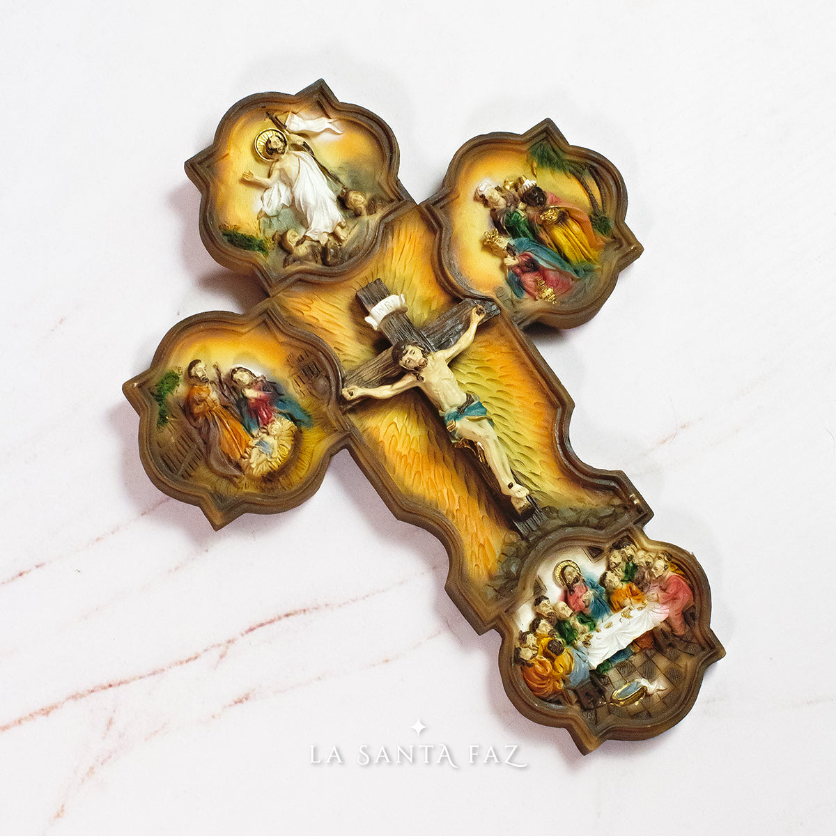 Crucifijo escenas de la vida de Jesucristo