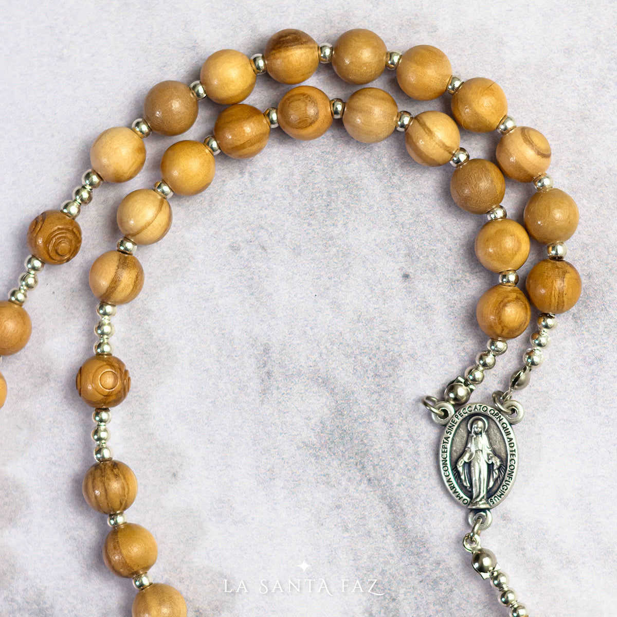 Santo Rosario de madera de olivo de Jerusalén