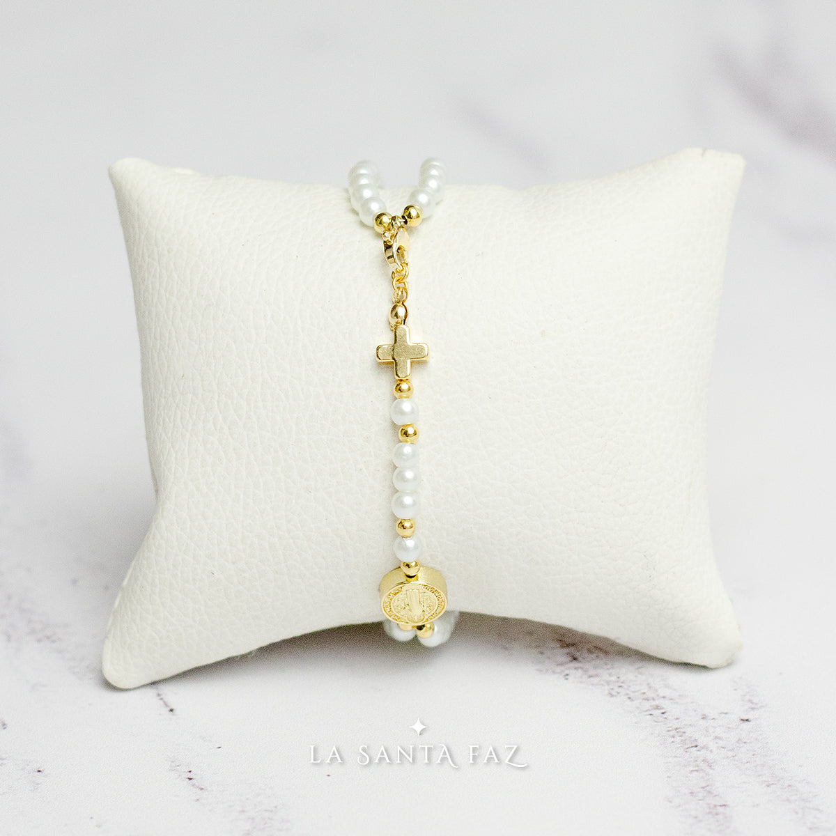 Santo Rosario de pulsera San Benito - Perlas