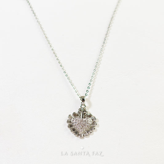 Collar Sagrado Corazón Plateado