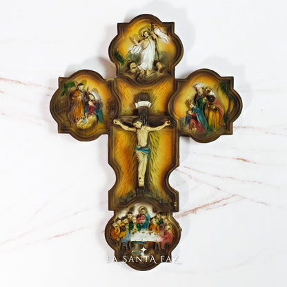 Crucifijo escenas de la vida de Jesucristo
