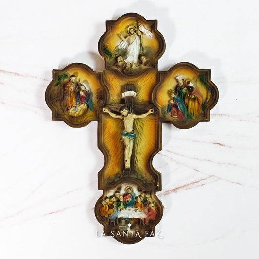 Crucifijo escenas de la vida de Jesucristo