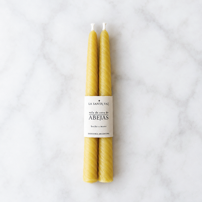 Par de velas de cera de abejas para candelabros