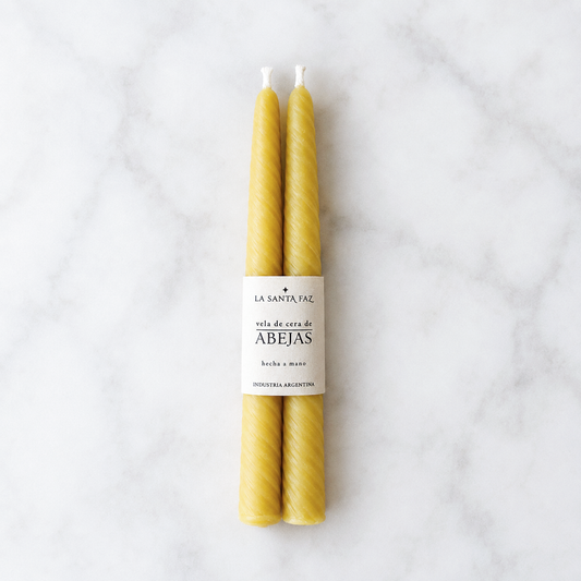Par de velas de cera de abejas para candelabros