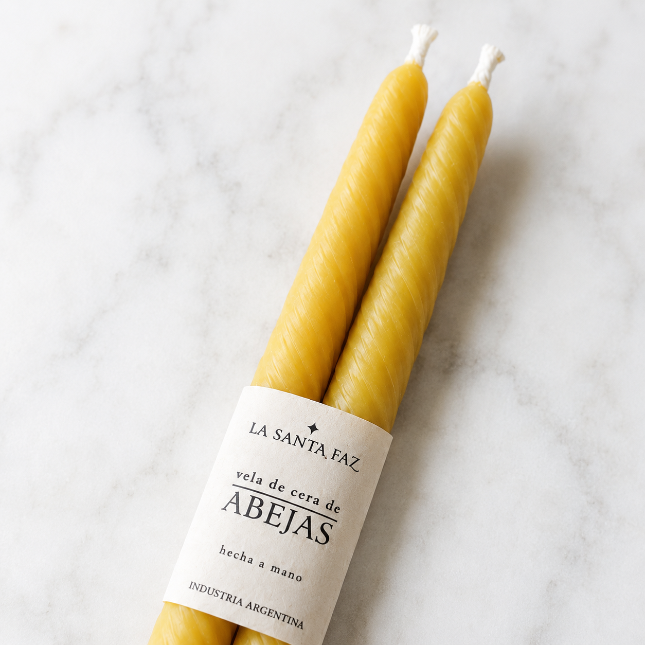 Par de velas de cera de abejas para candelabros