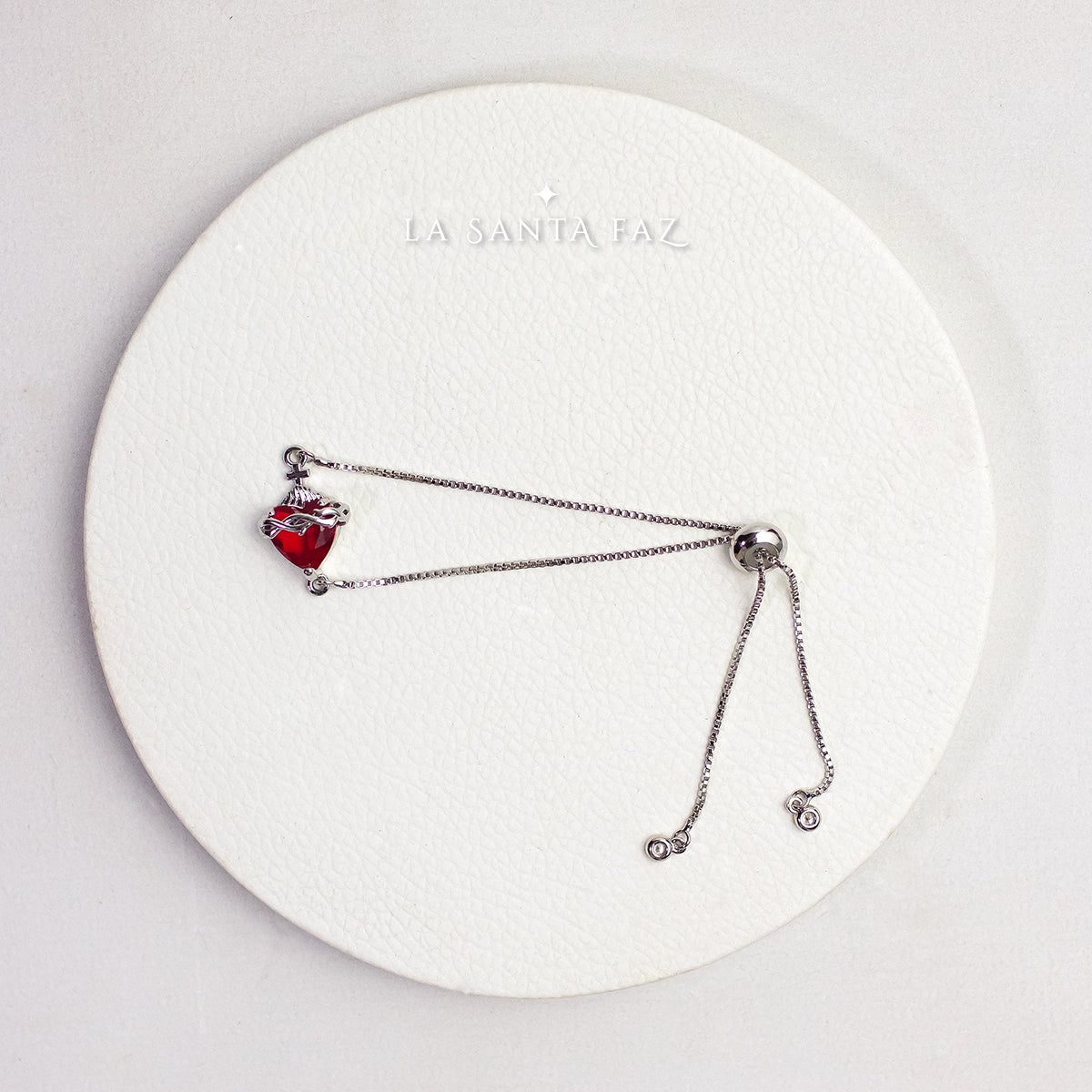 Pulsera Sagrado Corazón de Jesús plateada