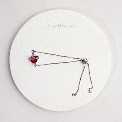 Pulsera Sagrado Corazón de Jesús plateada