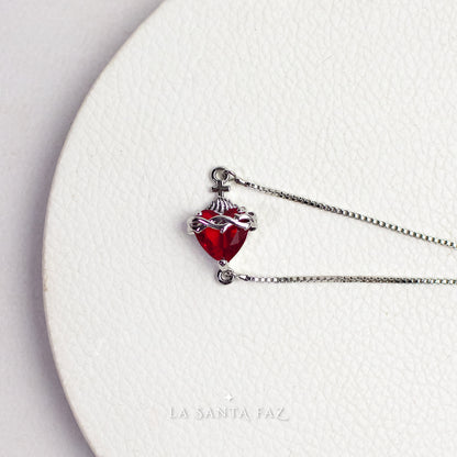 Pulsera Sagrado Corazón de Jesús plateada
