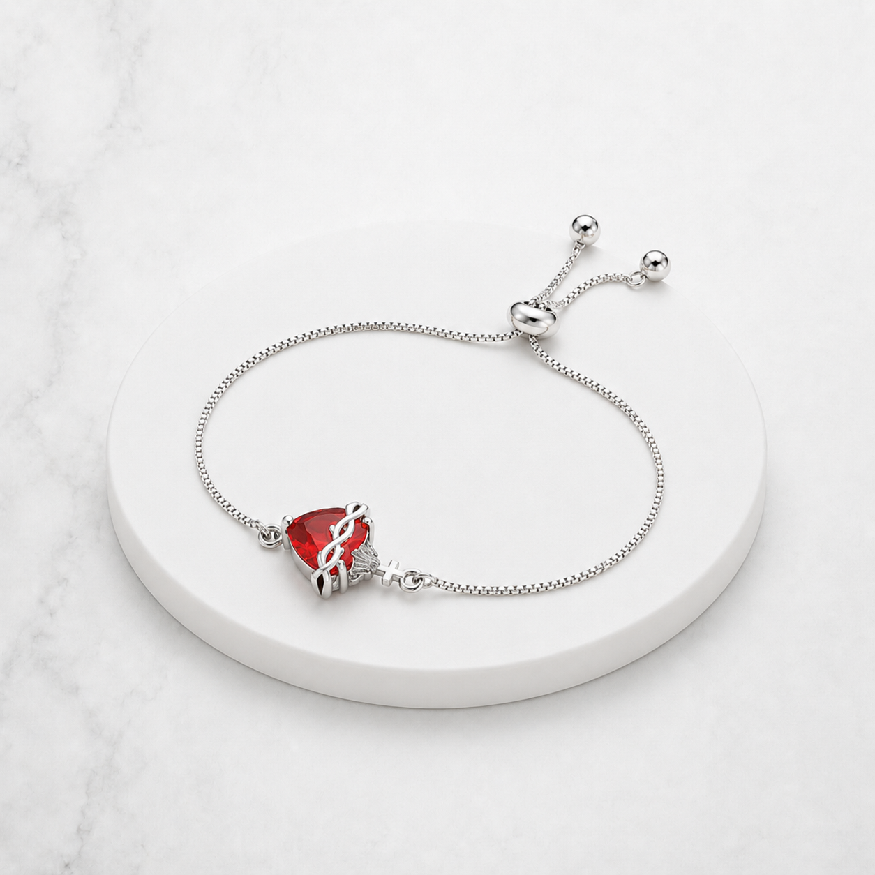 Pulsera Sagrado Corazón de Jesús plateada