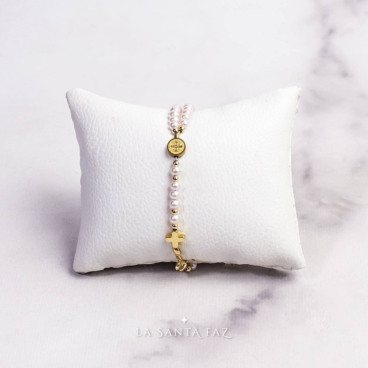 Santo Rosario de pulsera San Benito - Perlas