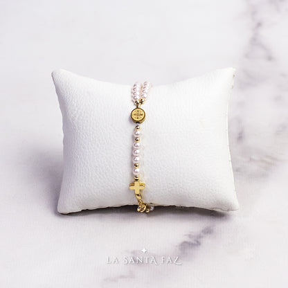 Santo Rosario de pulsera San Benito - Perlas