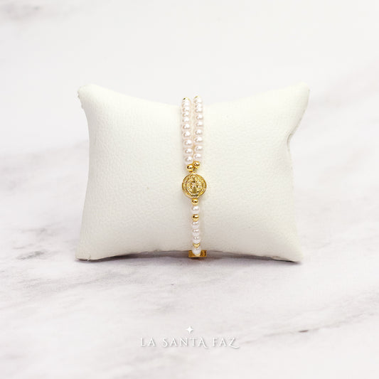 Santo Rosario de pulsera San Benito - Perlas