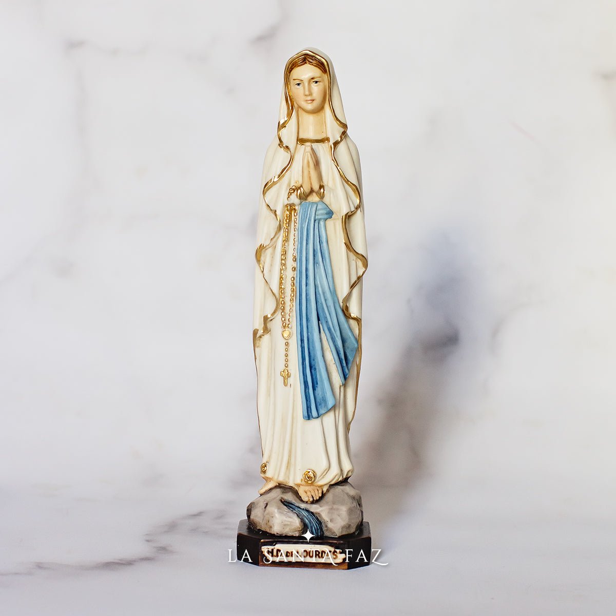 Estatuilla De La Virgen María - 31.7cm De Alto, Pintada A Mano, Resina De Piedra, Ideal Para Altar O Decoración Católica